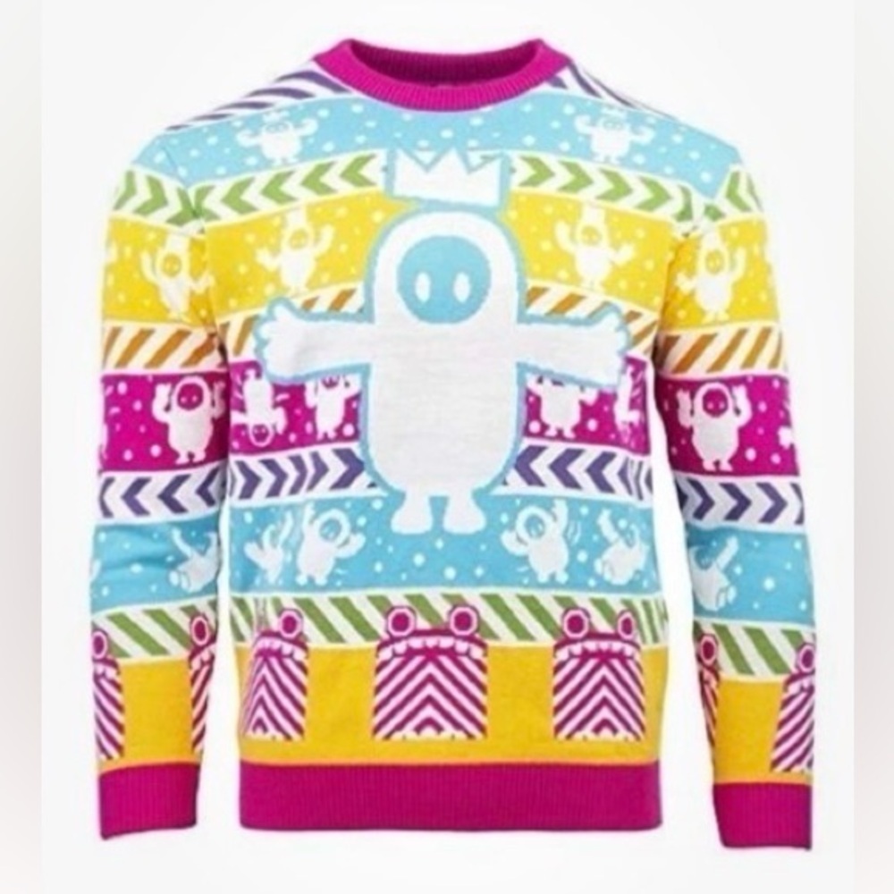 Fall Guys Numbskull Men's Colorful Crewneck Sweater NWOT